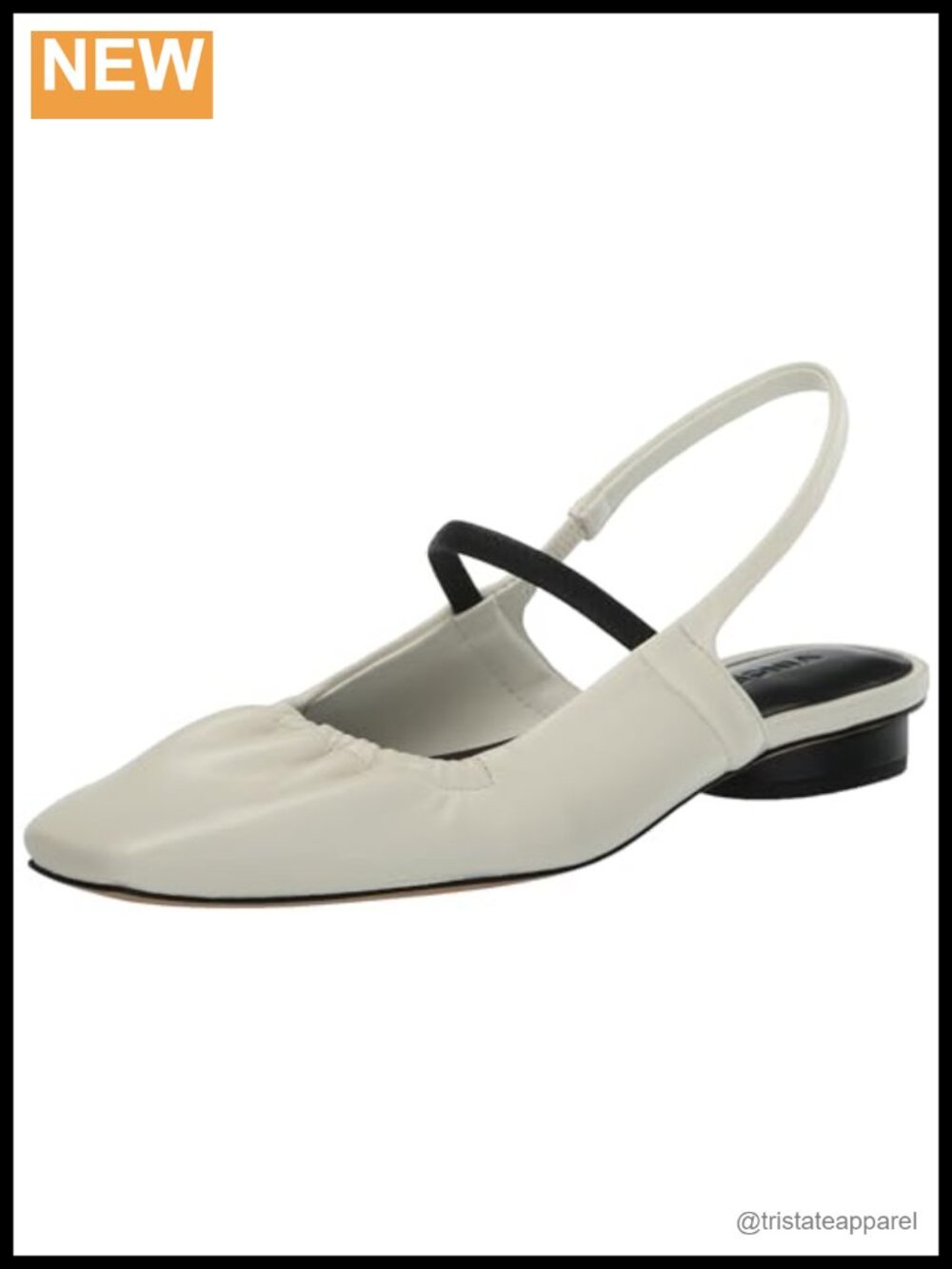 Women's slingback flats with modern square toe, soft leather upper